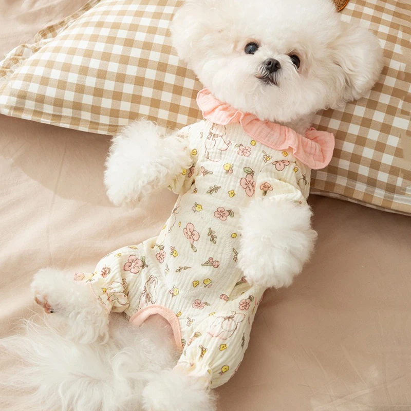 New Style Four-legged Dog Clothes Teddy Jumpsuit Bichon Frise Autumn and Winter Warm Belly-Covering Clothes