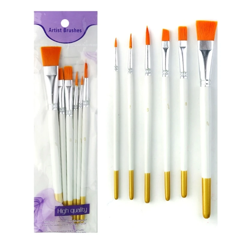 K1AA 5/6/10/12Pcs Watercolor Pen Paintbrush Nylon Hair Paint Brush Oil Painting Brush