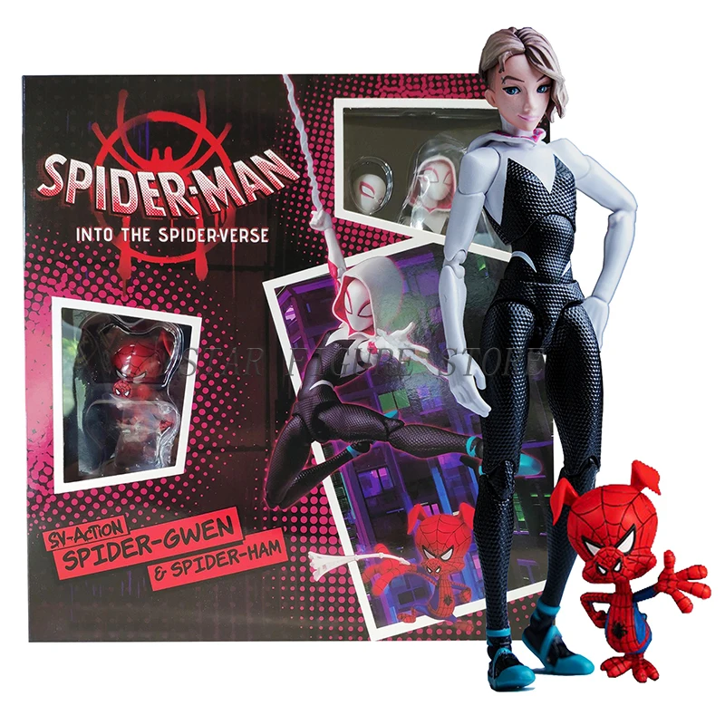 

13cm Sv Action Gwen Stacy Action Figure PVC Collection Sentinel Marvel Spider-Man Into the Spider-Verse Spider-Gwen Model Toys