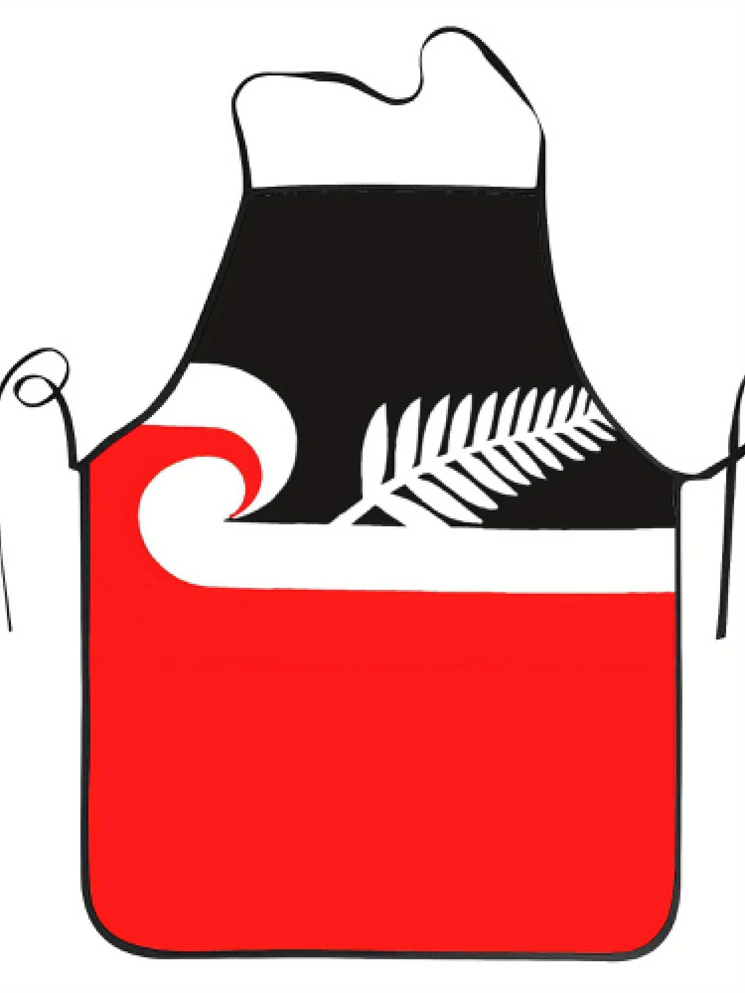 New Zealand Inspired Red Black White Kitchen Apron Silver Fern Leaf Design Linen Cooking Bibs Chef Aprons Multi Sizes Gift