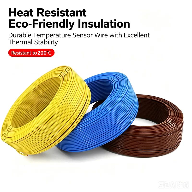 Precision Grade Thermocouple Wire K J T Type 2‑Cores FEP Insulated Shielded Cable High Temperature Compensating Lead Wire 2~100M