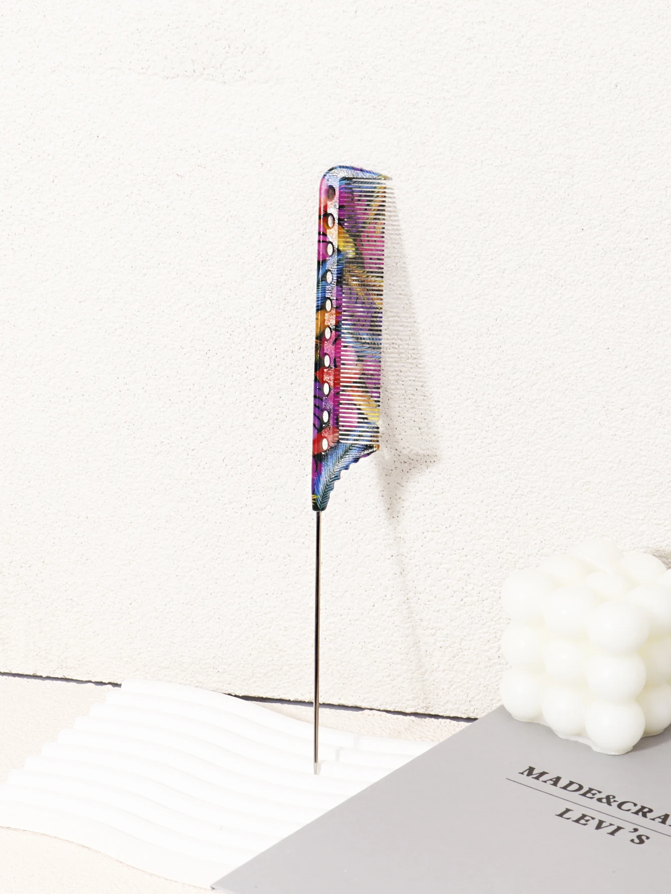 1pcs Hair Comb with Long Steel Needle Tail Comb, Pattern Design for Smooth and Controlled Styling, Suitable for All Hair Types