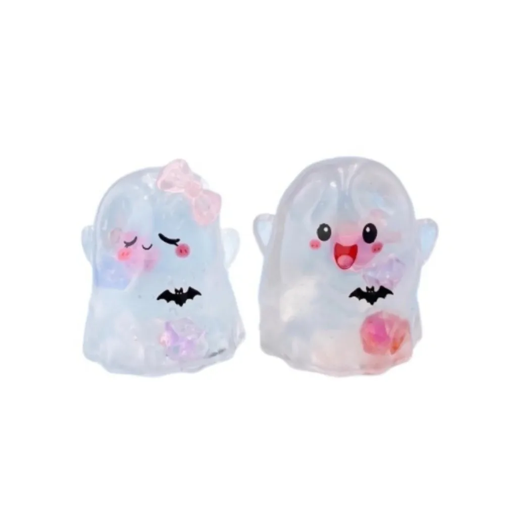 2PCS/SET Portable Cartoon Ghost Squishy Toy Slow Rebound TPR Ghost Fidget Toy Elastic Spooky Ghost Squeeze Toy Desktop Decor