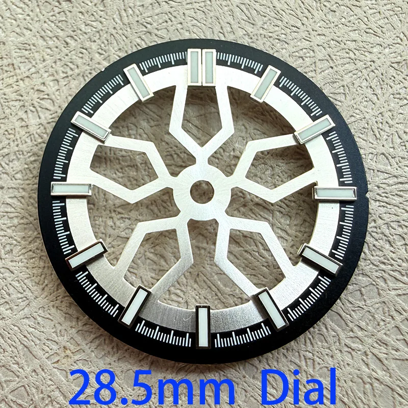 28.5mm Skeleton Hollow Dial Green Luminous Dial for NH35 NH38 NH70 NH72 Movement Watch Replace Accessories