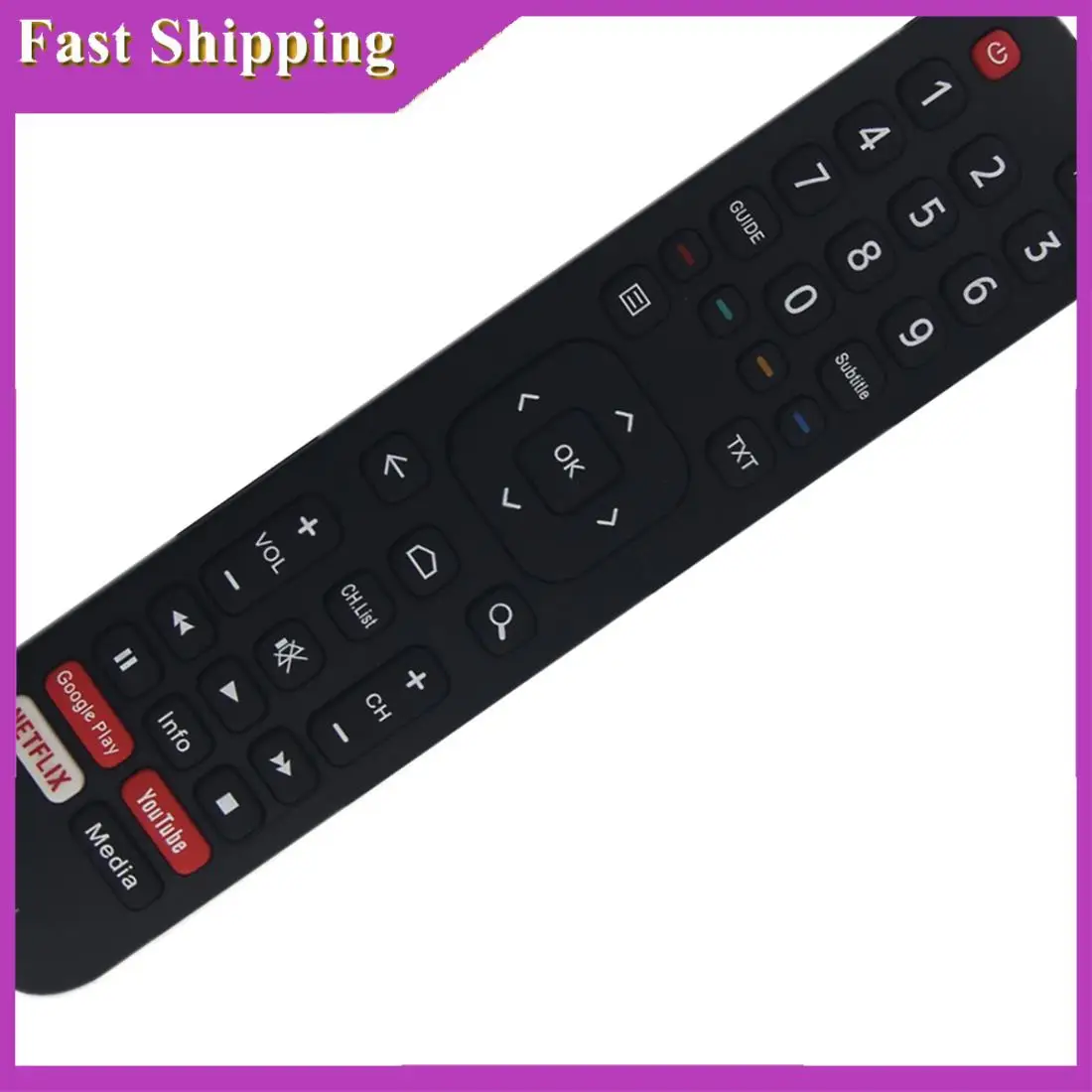 ABRI-Remote Control Replacement EN2BW27H For Hisense HD Smart TV With Google Play Youtube Netflix