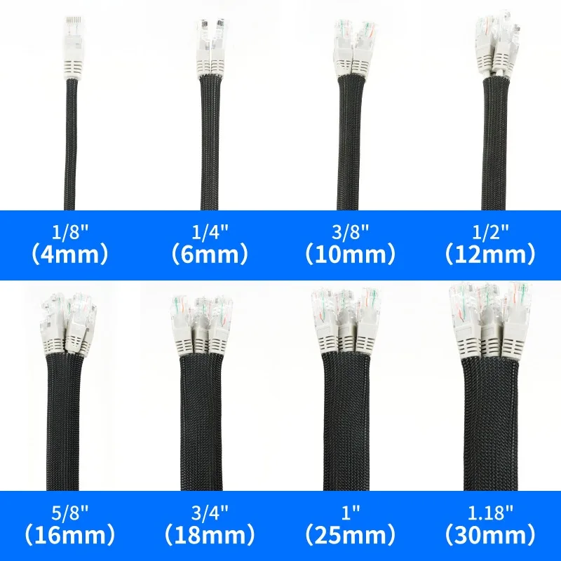 Black 1~50mm Braided Fiberglass Sleeve 600 Deg.C High Temperature Chemical Glass Insulation Soft Fiber Sleeving Cable Protective