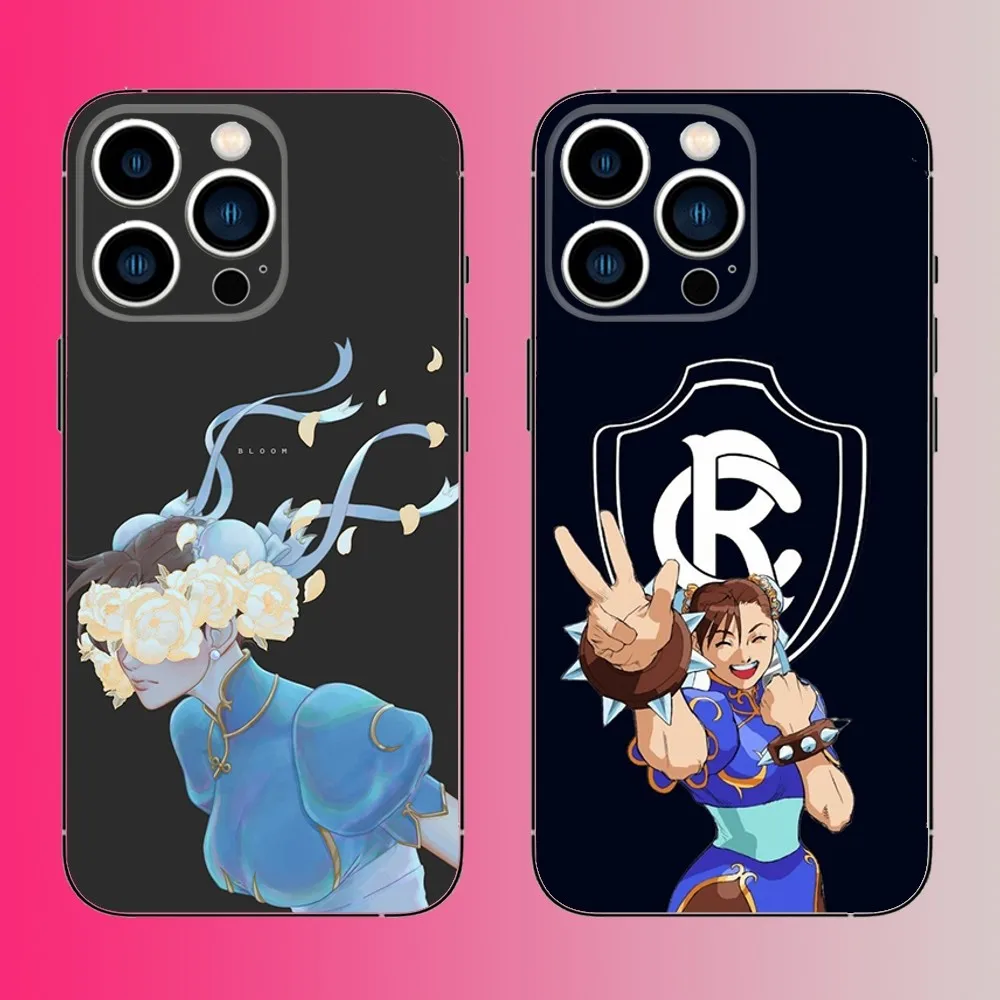 ChunLi art S-Street F-Fighter Phone Case For iPhone 16,15,14,13,12,11,Pro,Max,Plus,Mini,X,XS,XR,8,7,6,S,SE Soft Black Case