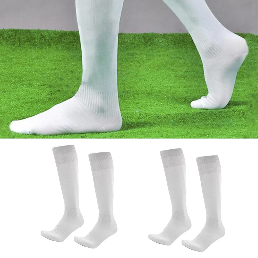 Unisex Sports Mens Boys Football Soccer Plain Long Socks Over Sock (White) football socks plain football socks