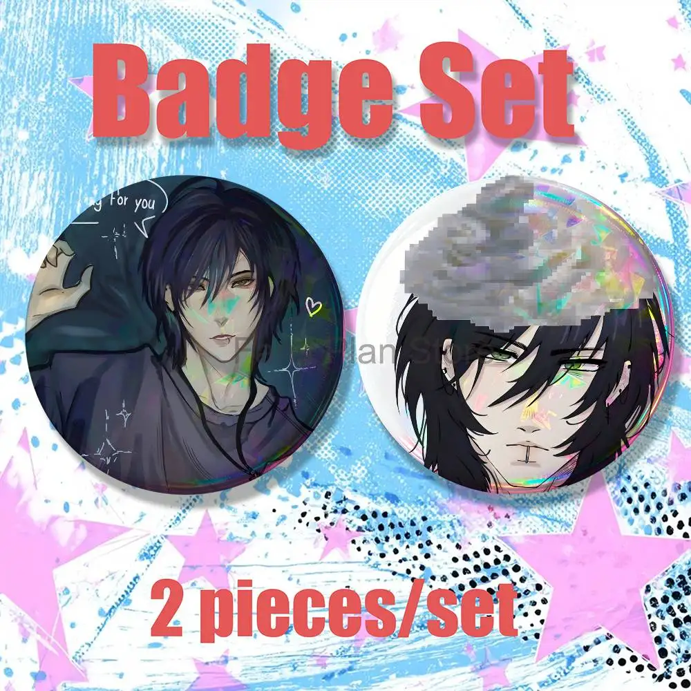 Game Brooches For Backpack Accessories 25,32,44,58,75mm Round Enamel Pin 2-piece Set Cartoon Anime Badge E-Elian Looking For You