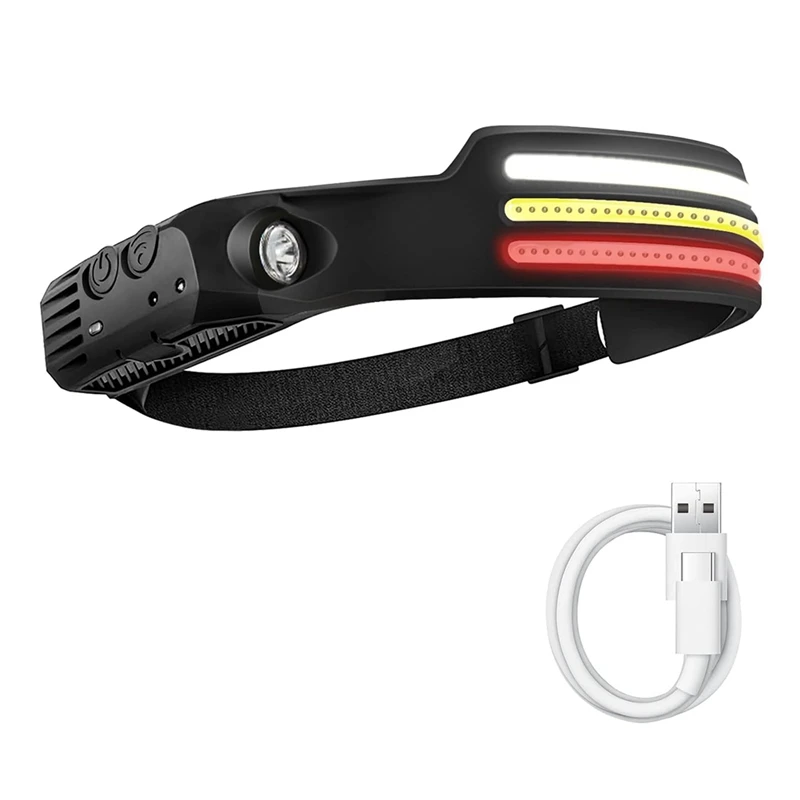 Recarregável LED Head Light Lamp, Lanterna para caminhadas, Reparando a pesca, 10 modos