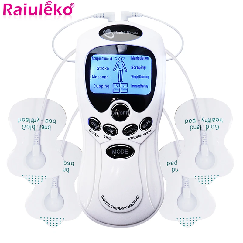 

Электрический массажный инструмент Tens с двойным выходом, импульсный массажер для акупунктуры, электрический EMS стимулятор мышц для шеи, спины, всего тела