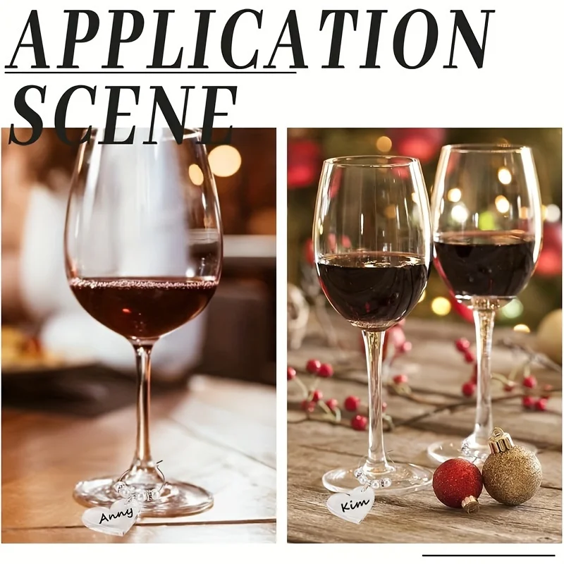 10 حلقات من زجاج النبيذ الأكريليك، التعرف على زجاج النبيذ للحفلات والحفلات، المعلقات الدائرية لزجاج النبيذ، مستلزمات الزفاف #6