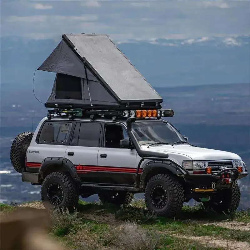 

Aluminium Triangle Camping SUV Hard Shell Cover Car Roof Top Tent