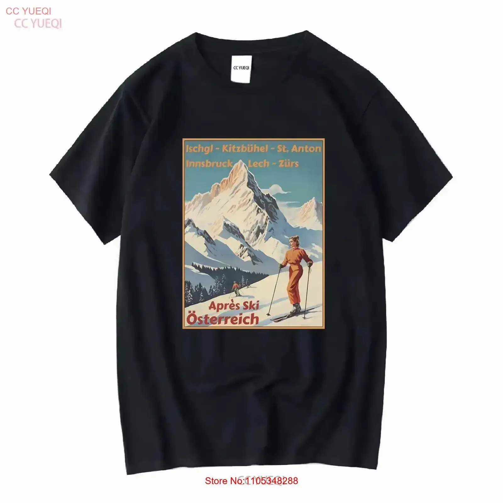 Vintage Poster Apres Ski T Shirt Austrian Alps Osterreich Innsbruck Ischgl Kitzbuhel lech zurs St Anton Souvenir European