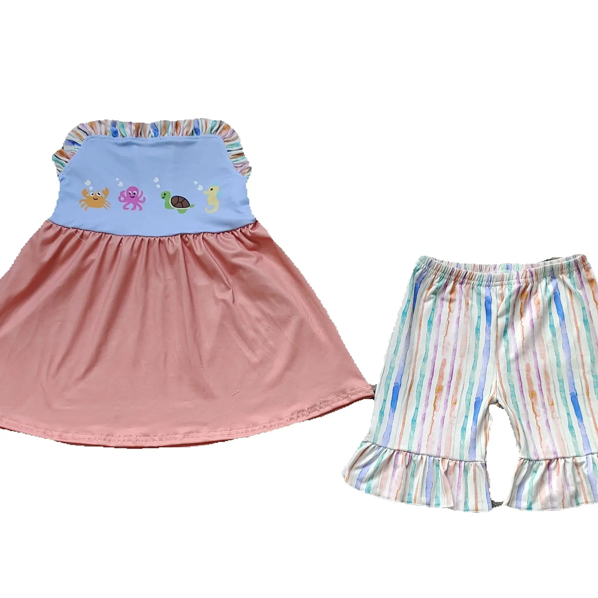 

GSSO2016 pre-order baby girl clothes sea animals toddler girl summer outfit-real pic
