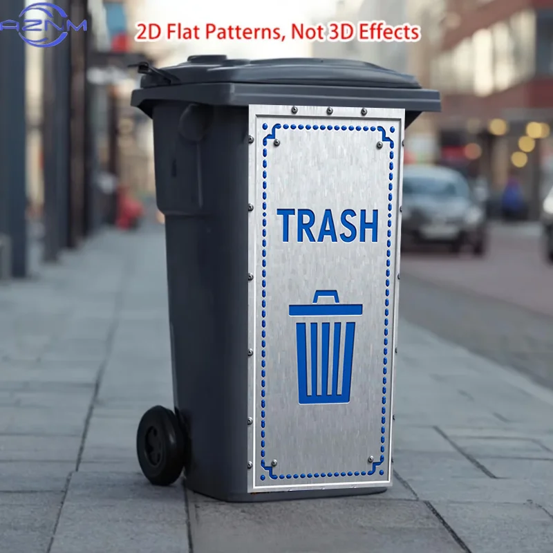 Trash Can Sticker Featuring a Blue-label Trash Can Pattern Theme. This Matte-finish Sticker Is Suitable for Decorating Both In