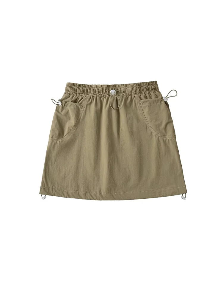 アメリカンレトロワークウェアスカート女性の夏薄い Qui Dry アウトドアスポーツハイウエスト A ラインスカートストリート Sle ピュアカラー