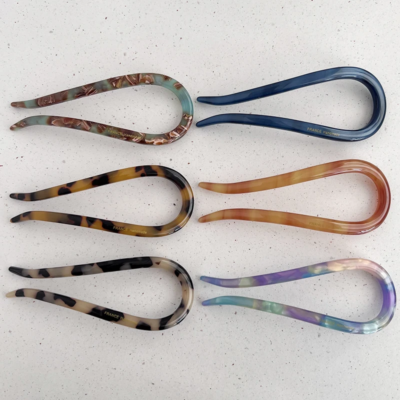 

Korean FRANCE temperament U-shaped hairpin with flower bud hair inserted in ancient style hairpin, lazy style