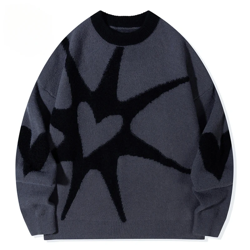 

Oversized Y2K Sweaters Men Streetwear Harajuku Hip Hop Graphic Sweaters Knitted Jumpers Casual Loose Sweaters Knitwear
