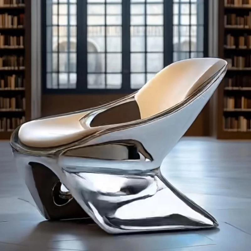 

Leisure chair living room balcony single sofa negotiation chair bright hollow electroplating chair