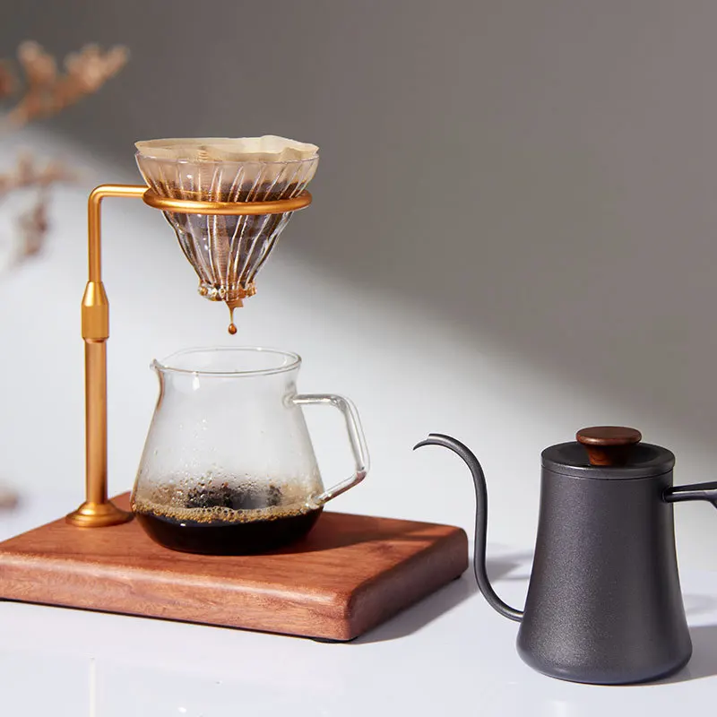 

LMM adjustable hand punch bracket filter cup shelf solid wood base outdoor coffee filter cup