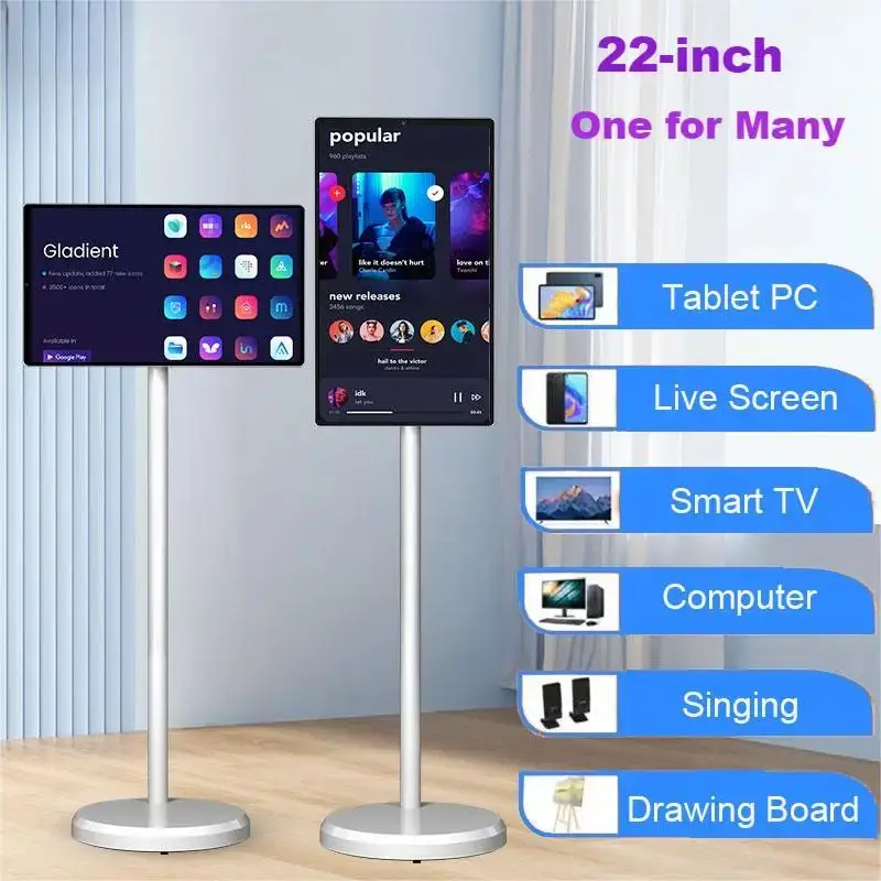 JEESTON 22 inch StandbyME Tablet with 8MP Camera IPS Touch Screen on Wheeled Stand Smart Home Theater Android TV 1920*1080