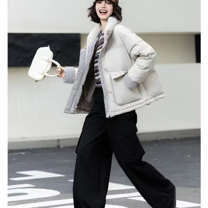 Luxury Design Women's Clothing Patchwork Cotton Padded Coat Winter Warm Puff Jacket Trend Streetwear Long-sleeved Parkas Top