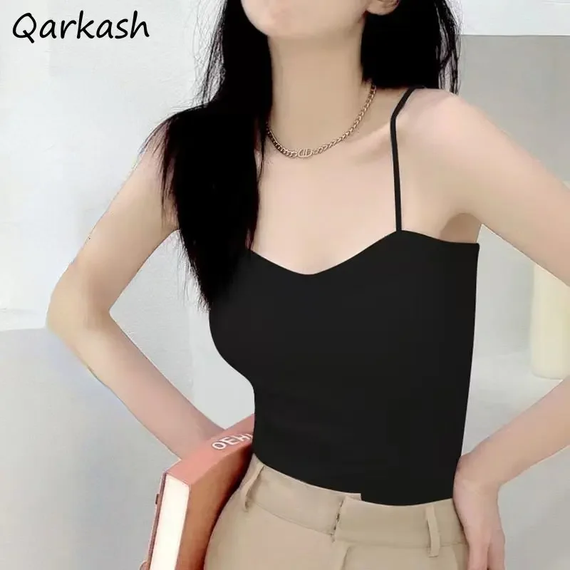 Camis Women Inner Slim Backless 6 Colors Tops All-match Summer Korean Style Simple Casual Soft Basic Harajuku Clothes Sexy Chic