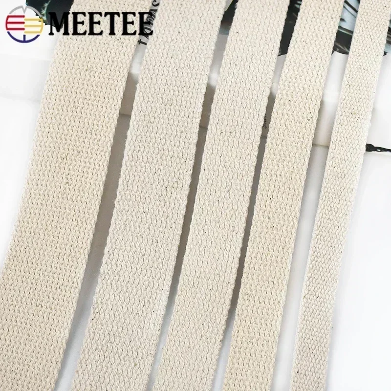 5Meters 20/25/30/38/50mm Polyester Cotton Webbing Bag Strap Natural Color Canvas Ribbon Clothes Bias Binding Tape Accessories