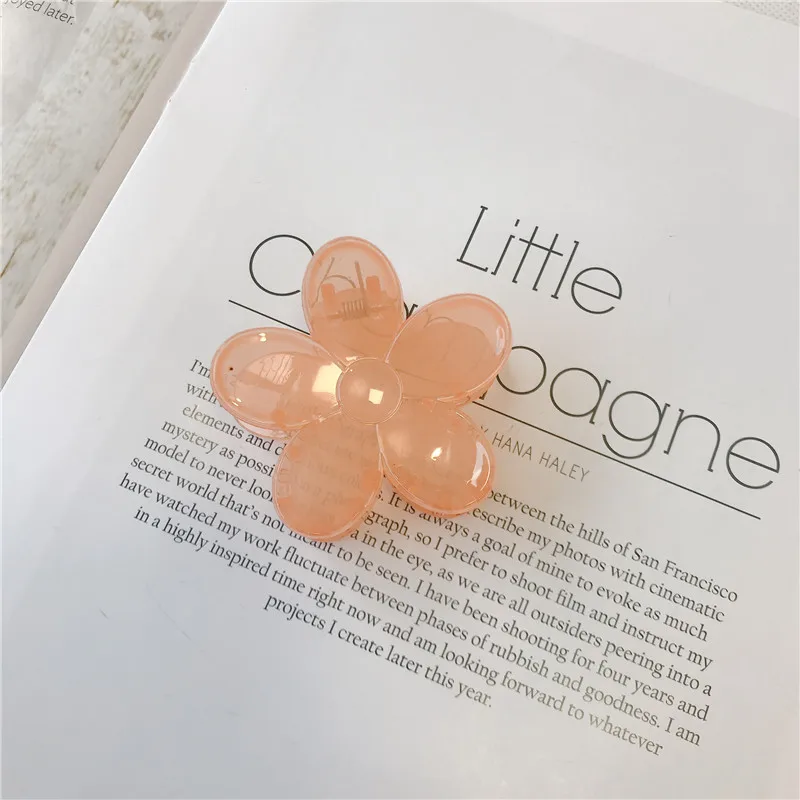 2022 Korea-Japan Jelly Color 6CM Simple Flower Hair Clip Sweet Girl\'s Back Of The Head Bath Grip Accessories For Women