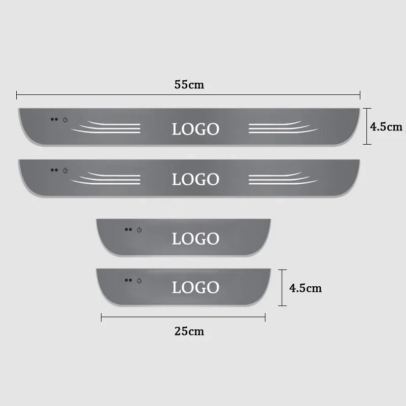 Car Door Sill Trim Pedal For Honda Toyota Hyundai Lexus Volvo 12V Led Decorative Protection Sticker Scuff  Plate Flash With Logo