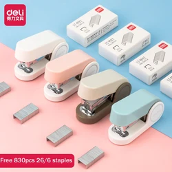 Deli Mini Stapler Set Portable Small Labor-Saving Stapler Paper Binding Machine Use 24/6 26/6 Staples Office School Stationery