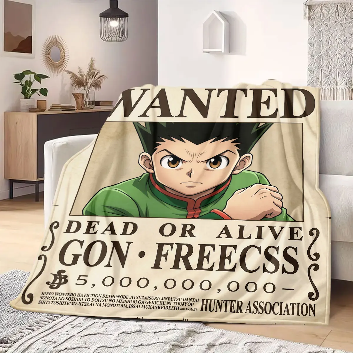 

Hunter×Hunter Cool Print Flannel Blanket, Anime Character Design for Bed, Versatile Usage for Picnic, Travel and Couch_LIAN