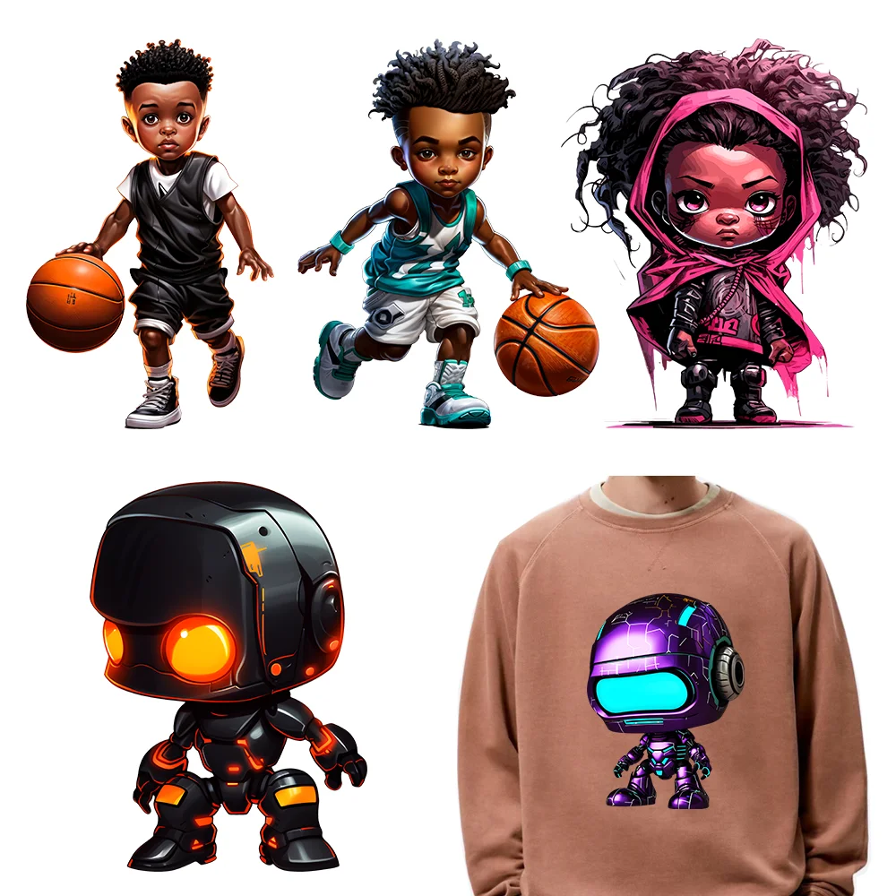 

High Quality Basketball Boy Plastisol Designs Iron On DTF Sport Boy Transfer Stickers Ready To Press For Hoodies T-Shirts