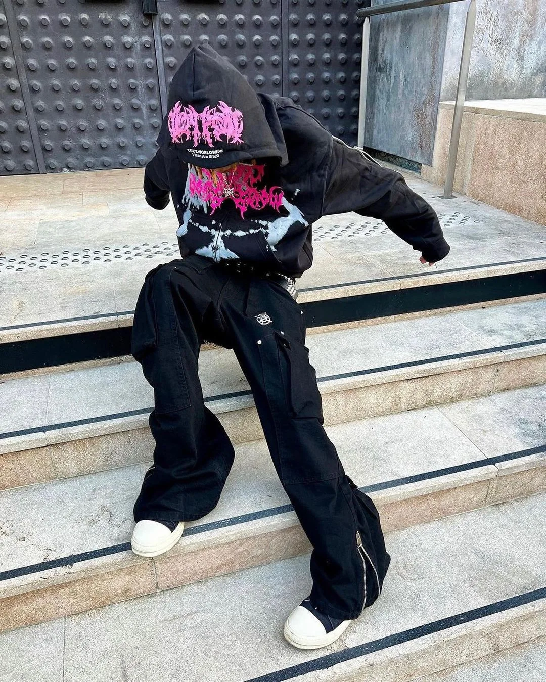 Harajuku Hip Hop Vintage Punk Gothic Trend Design Clothes Long Sleeve Oversized Hoodie Y2k Top Zip Sweatshirts Coat