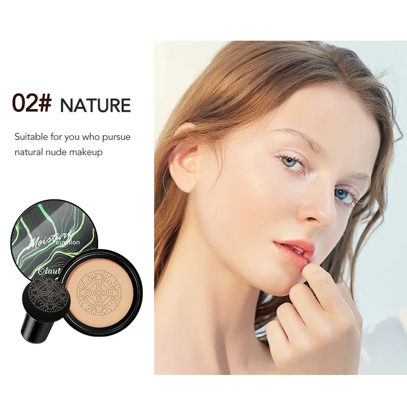 Portable CC Foundation Cream for Makeup Mashroom Air Cushion Compact Moisturizer Concealer 2 Color Brightening Cosmetic Cushion