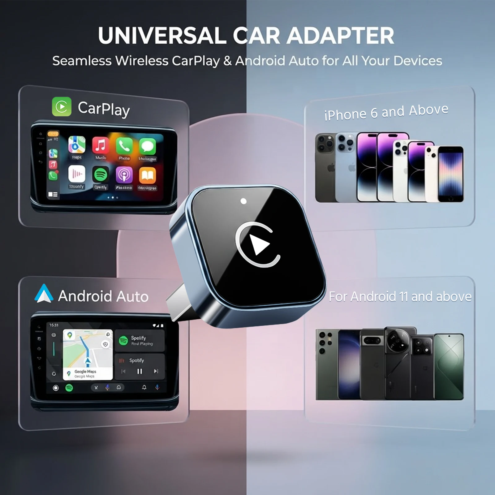 2026 Kabelloser CarPlay-Adapter, verbesserte Mini-Größe, schnelle automatische Verbindung, stabile Verbindung für iPhone- und Android-Geräte – Detail 4