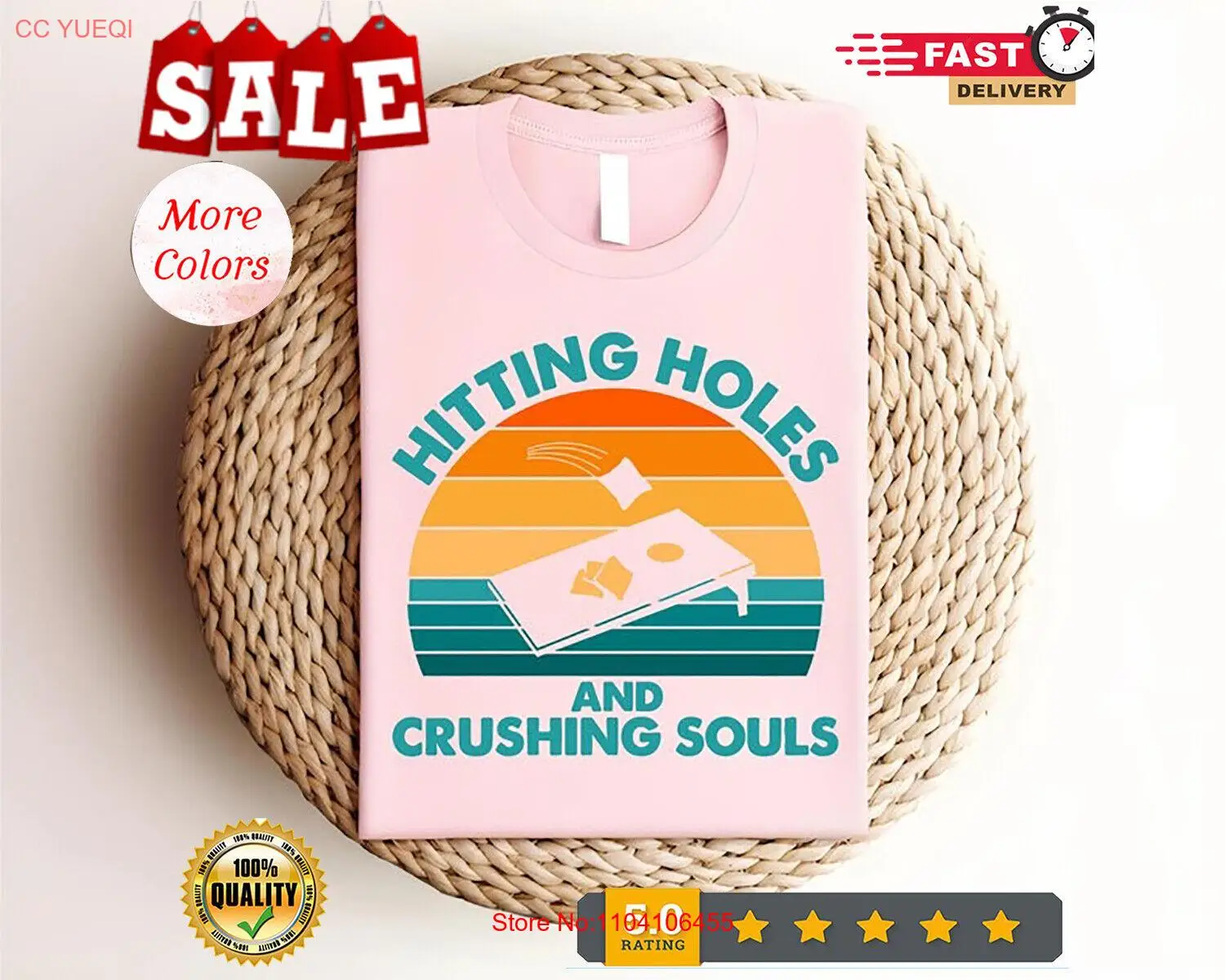

Hitting Holes And Crushing Souls Shirt, Cornhole Gift, Cornhole Game Shirt, C...