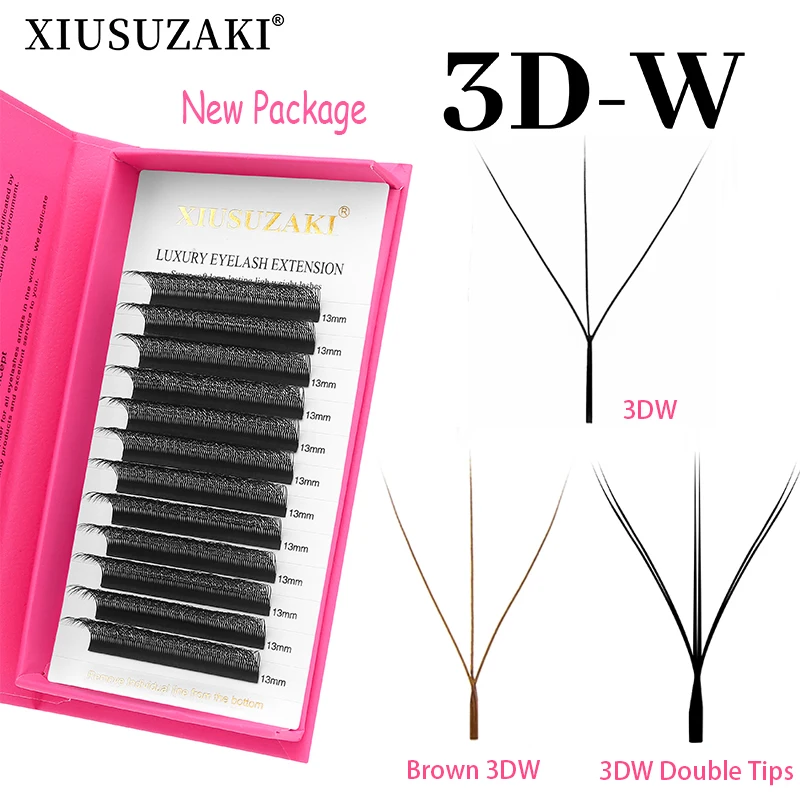 XIUSUZAKI 3D W Shaped Lashes Automatic Flowering Premade Fans Volume Eyelashes Extensions Soft Light Individual False Lashes