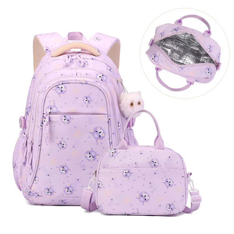 

2025 Primary kitten Girls' Schoolbag Kawaii Lightweight Children's School Bag Colorful Travel Waterproof Backpack Mochilas set