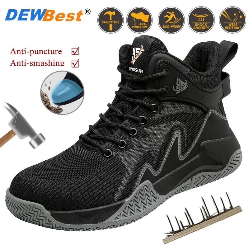 New Breathable, Comfortable, Impact-Resistant, Puncture-Resistant, and Abrasion-Resistant Mid-Top Lightweight Safety Shoes
