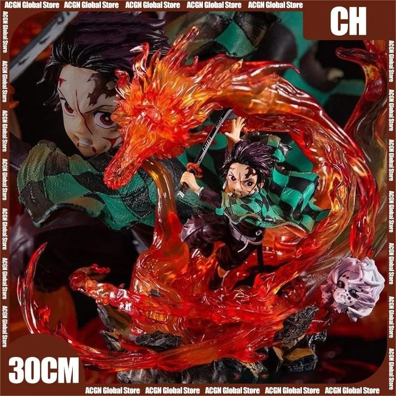 

30cm Demon Slayer Anime Figure Kamado Tanjirou Fire Dragon Action Figures Statue Ornaments Collection Model Dolls Gifts Toys