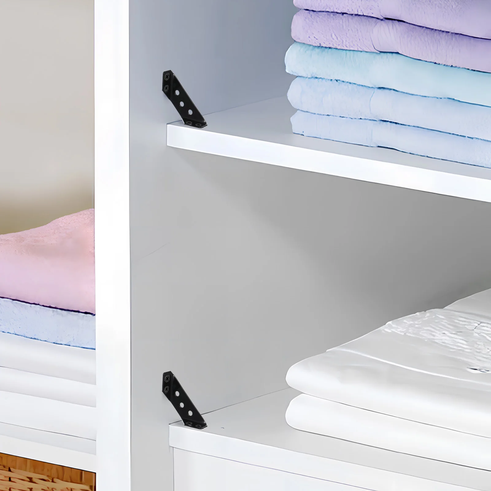 

1Set Metal Corner Brackets Shelf Supports Furniture Hardware Easy Installation Reinforcement for Wood Joining Braces Cabinet