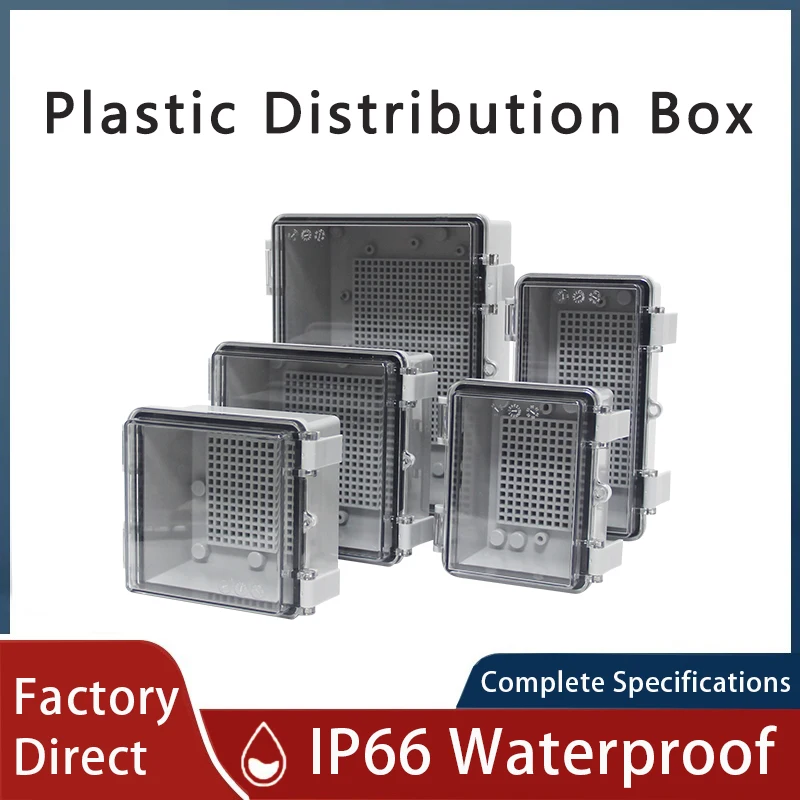 IP66 Waterproof Transparent Cover Enclosure Power Junction Box with Buckle ABS Plastic Outdoor Waterproof Electrical Box
