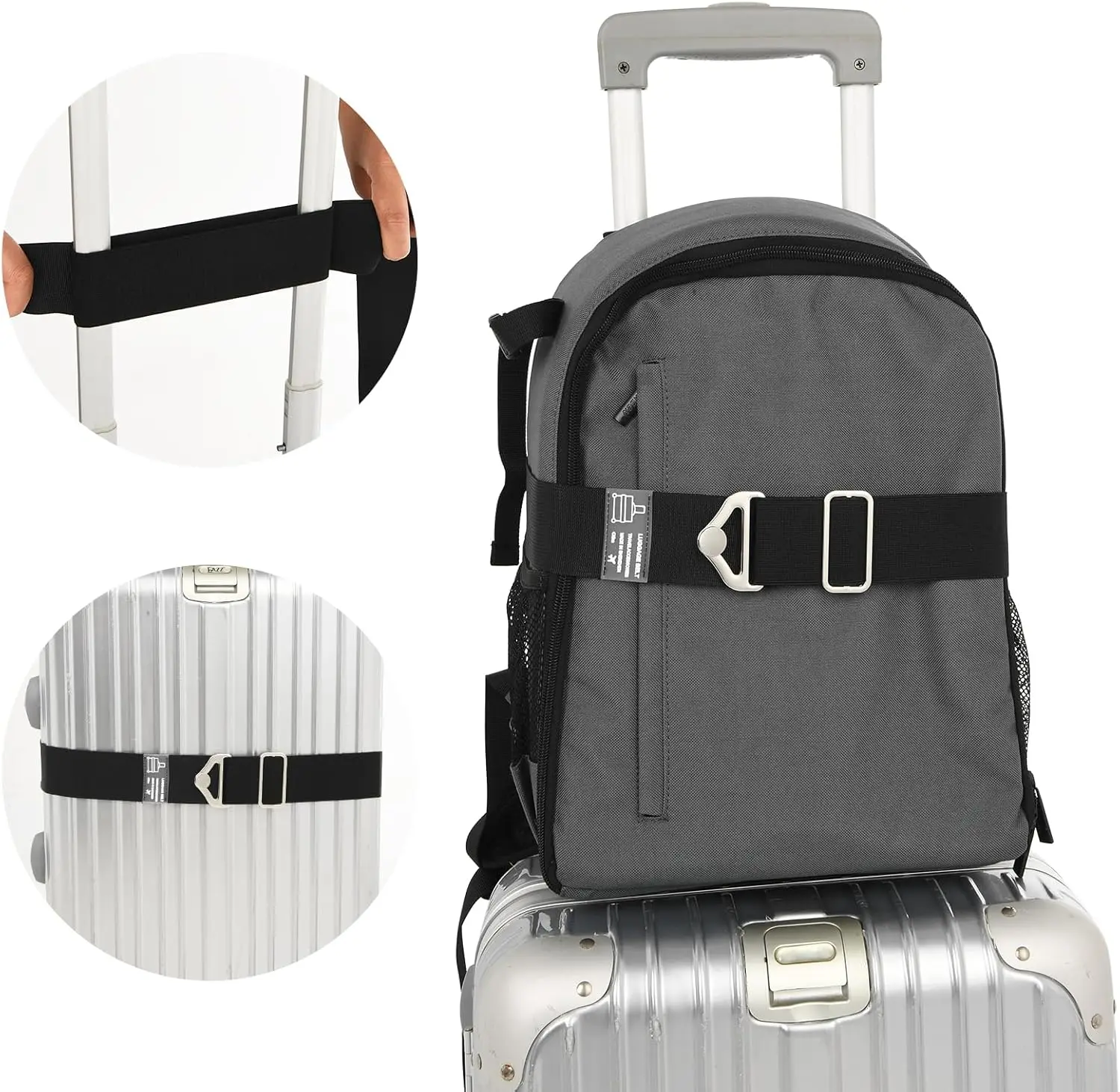 

Travel Luggage Belt for Add a Bag with Alloy Buckle, Adjustable Strap for Carry On Bag Suitcase Accessories