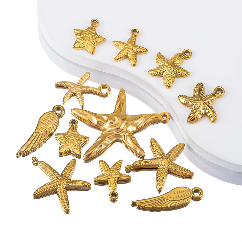 

5pcs Stainless Steel Starfish Pendant Bracelet Necklace Pendant Connectors For DIY High Quality Jewelry Making Accessories