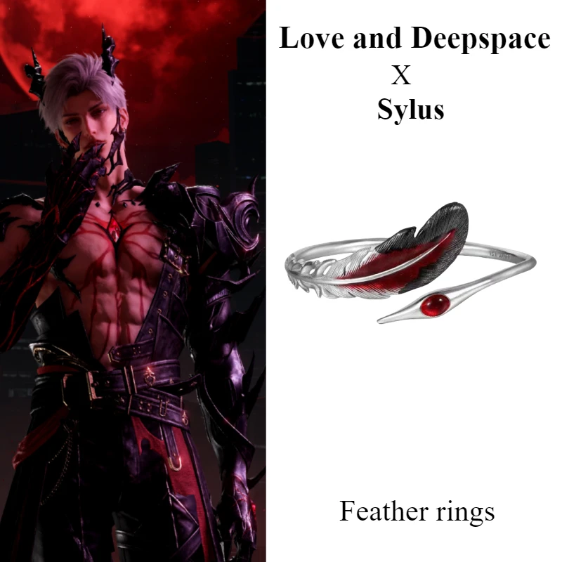 

Love and Deepspace Sylus Creative Anime Peripherals Feather Rings Holiday Gifts Personality Cartoon Niche Design Premium Rings