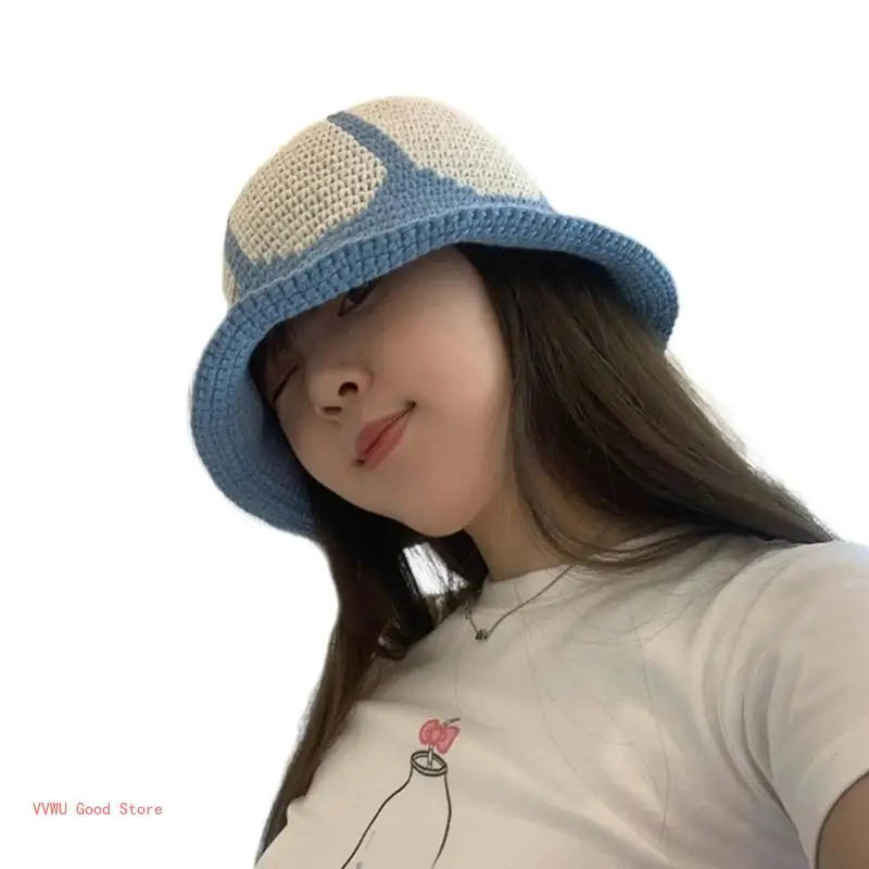 Colorful Bucket Hat Handmade for Dress-up Wear Party Crocheted Flower Casual Hat Hat for Girls