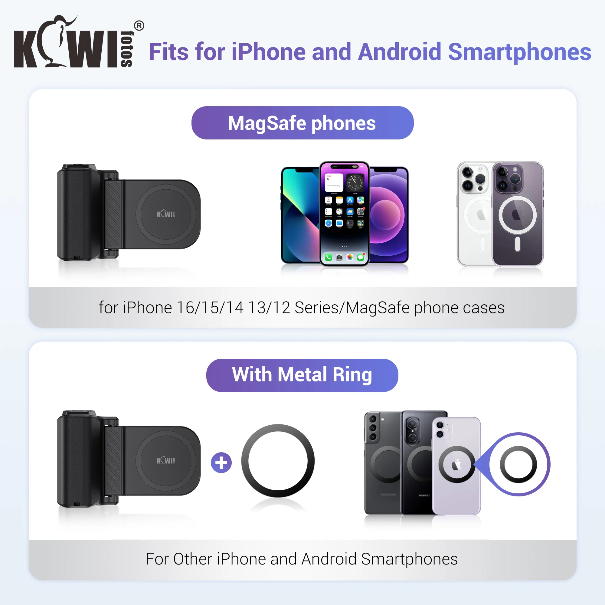 磁気スマートフォン撮影ホルダー電話拡大ハンドグリップスタビライザー電話カメラグリップ三脚マウント付き iPhone 16 15 14