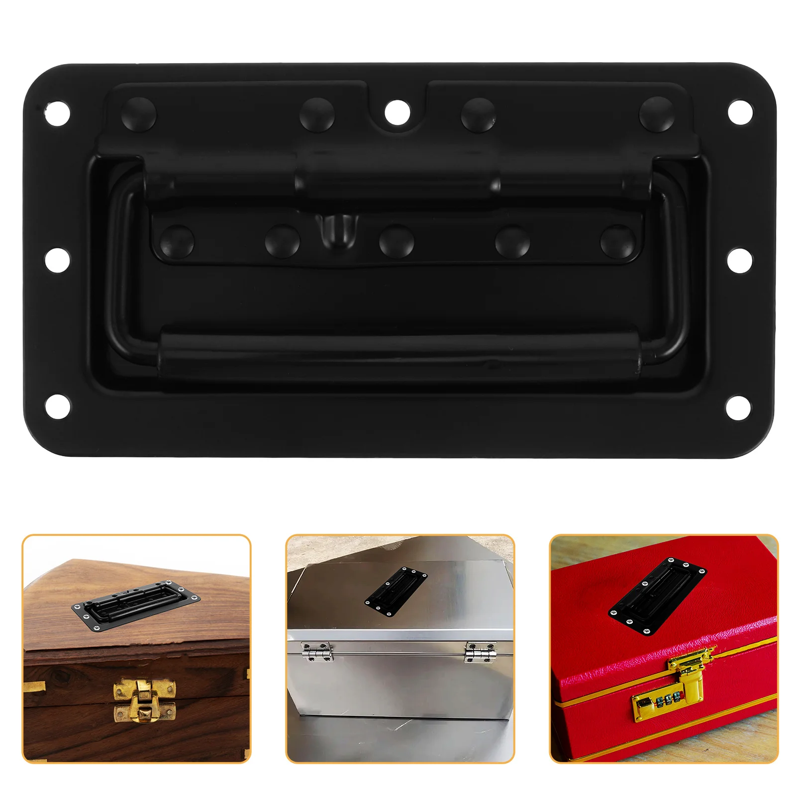 

Heavy Duty Metal Chest For Rv Trailer Truck Toolbox Foldable Pull Handle Recessed Square Hatch Carry Handle Cart Drawer